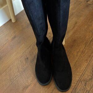 Women's midcalf black suede boots size 6